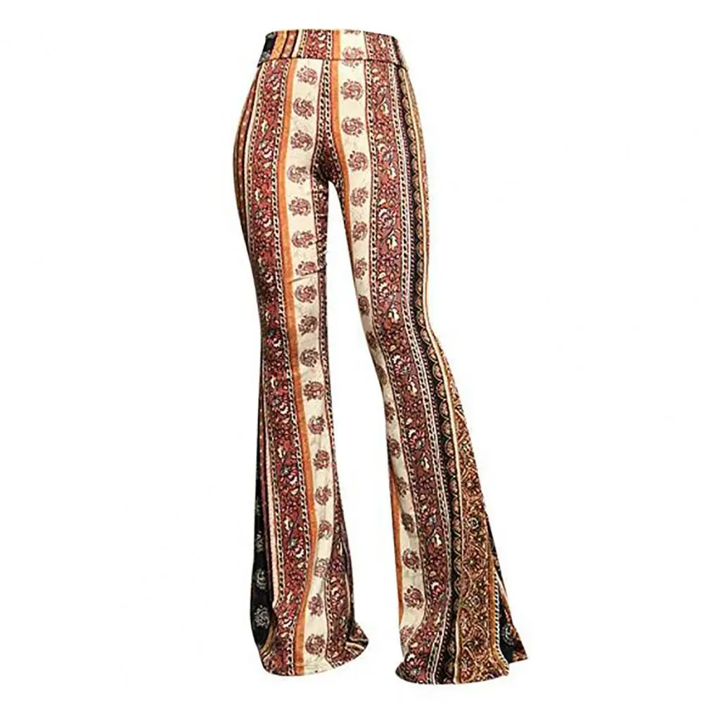 

Vintage Printed Wide Leg Pants Women High Waist Sports Wide Leg Pants Elastic Flared Trousers Printed Bell-bottomed Trousers