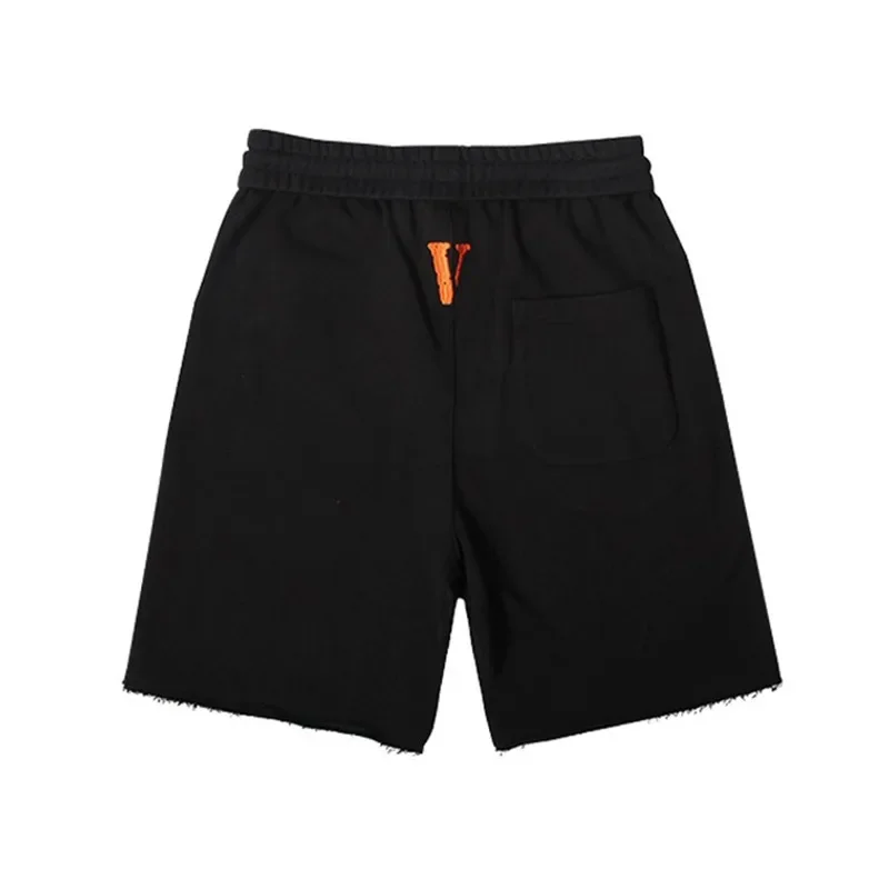 High quality spring/summer casual VLONE Gothic letter embroidered lace up knitted loose shorts for men and women