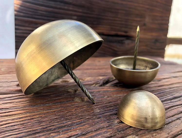 IMPEU Decorative Door Knocker strike plate, Brass Ball Nail, Antique Bronze color