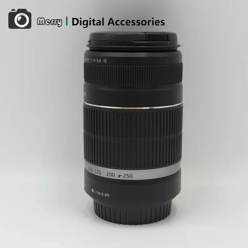 95% 새 상품  EF-S 55-250 F4-5.6 IS 손떨림 방지 망원 카메라 렌즈 (캐논 600D 700D 800D 850D 용)