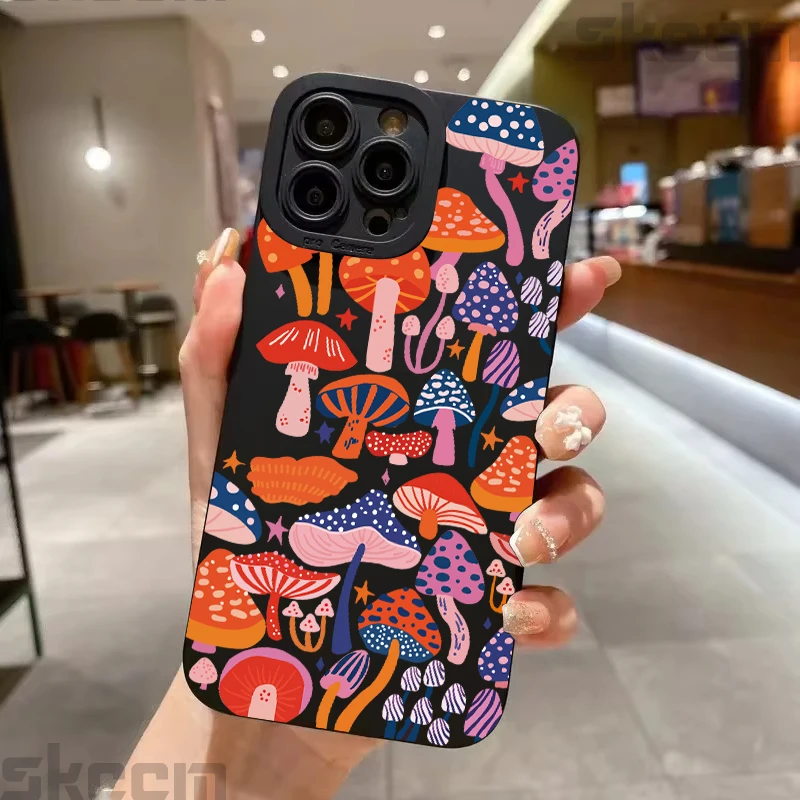 Vibrant Mushroom Print Shockproof Phone Case