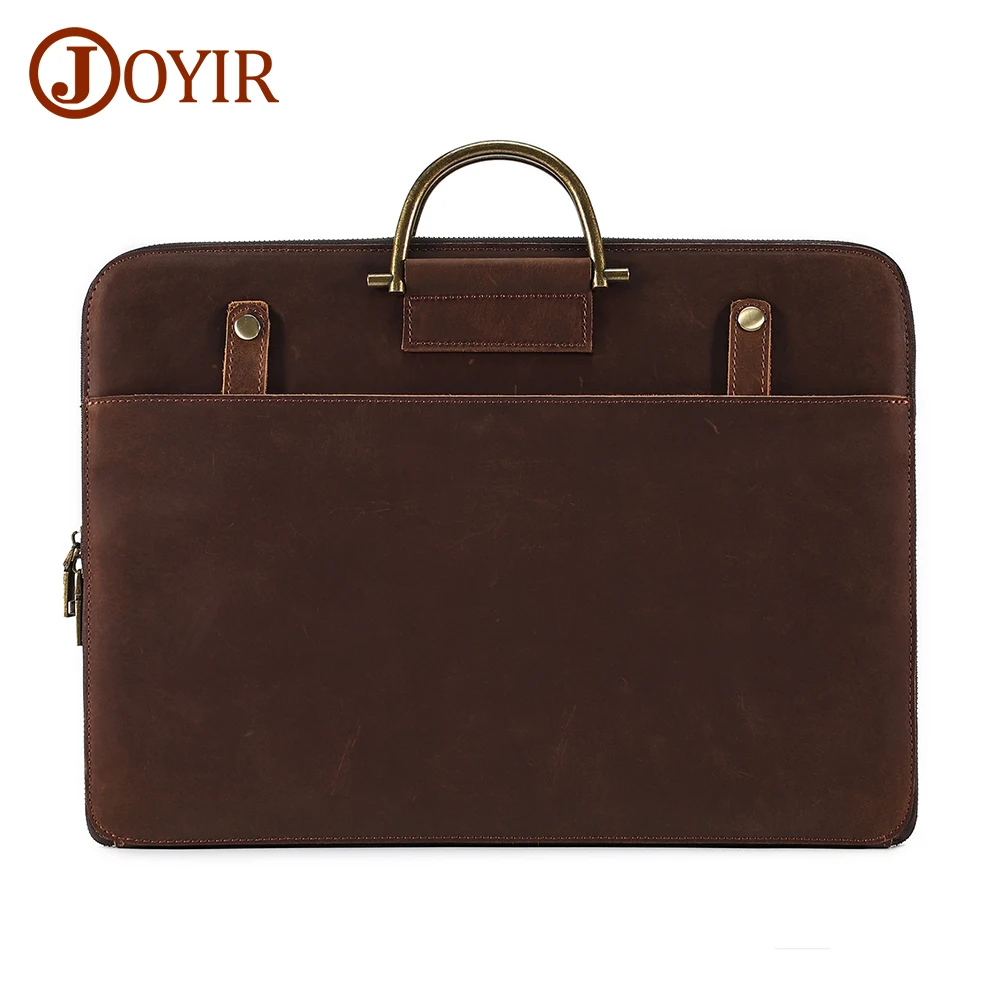 

JOYIR Genuine Leather Men's Business Office Briefcase 15.6" Laptop Handbag Male Document Bag A4 size Clutch Handbag New