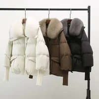 2024 New Loose Ladies Cropped Jacket Winter Woman Parka Overcoat Korean Fashion Female Ultra Light Warm Coat 1