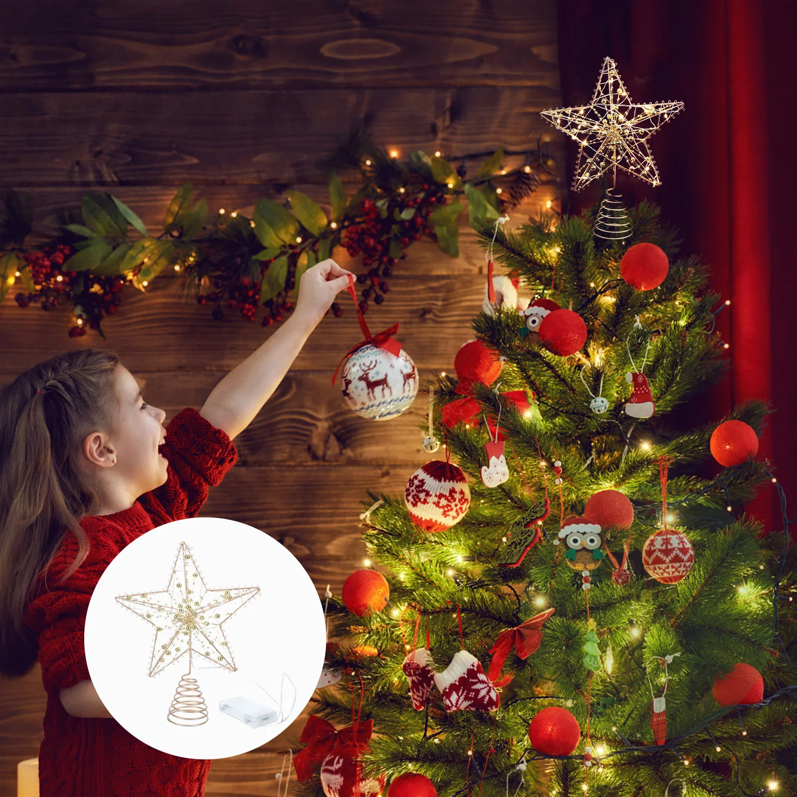 

Tree Top Star Treetop Decor Cupid Luminous Christmas Lamp Adornment Creative Topper Iron Festival