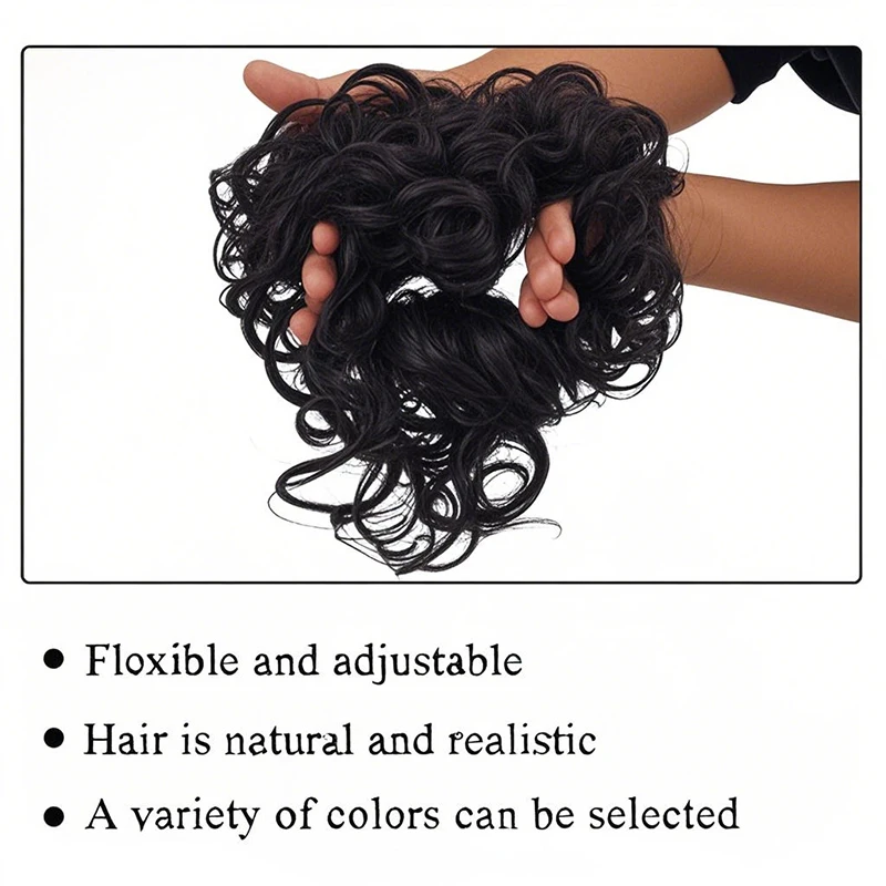 LUPU 2Pcs Messy Bun Hair Piece Tousled Updo with Tendrils Hair Bun Extensions Wavy Curly Hair for Women