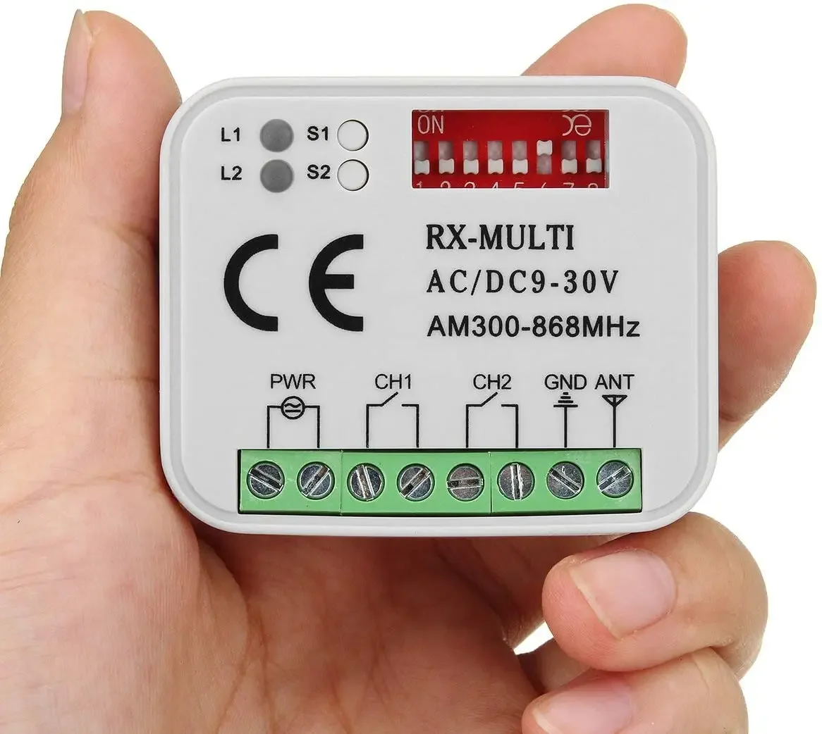 Universal RX Multi Frequency 300-868MHz Rolling and Fixed Code & Learning Code Garage Door Remote Control Receiver Controller 6