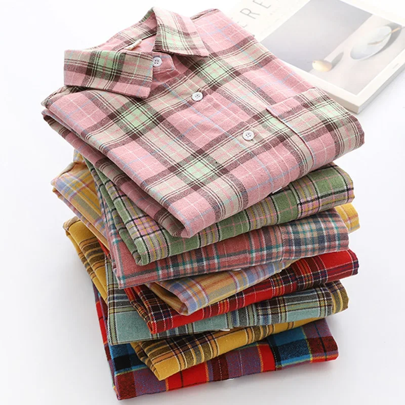 

Women's Plaid Casual Short Joker Long Sleeve Shirt