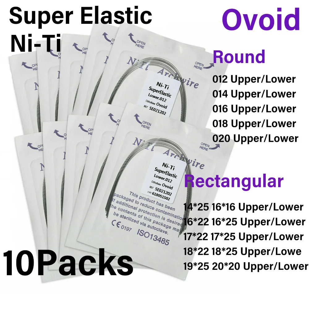 100 ชิ้นทันตกรรม Ortho ฟันวงเล็บวงเล็บ Archwires Super ยืดหยุ่น Ni - Ti Arch สายไฟรอบรูปสี่เหลี่ยมผืนผ้า Ovoid รูปแบบ Oral วัสดุ 1