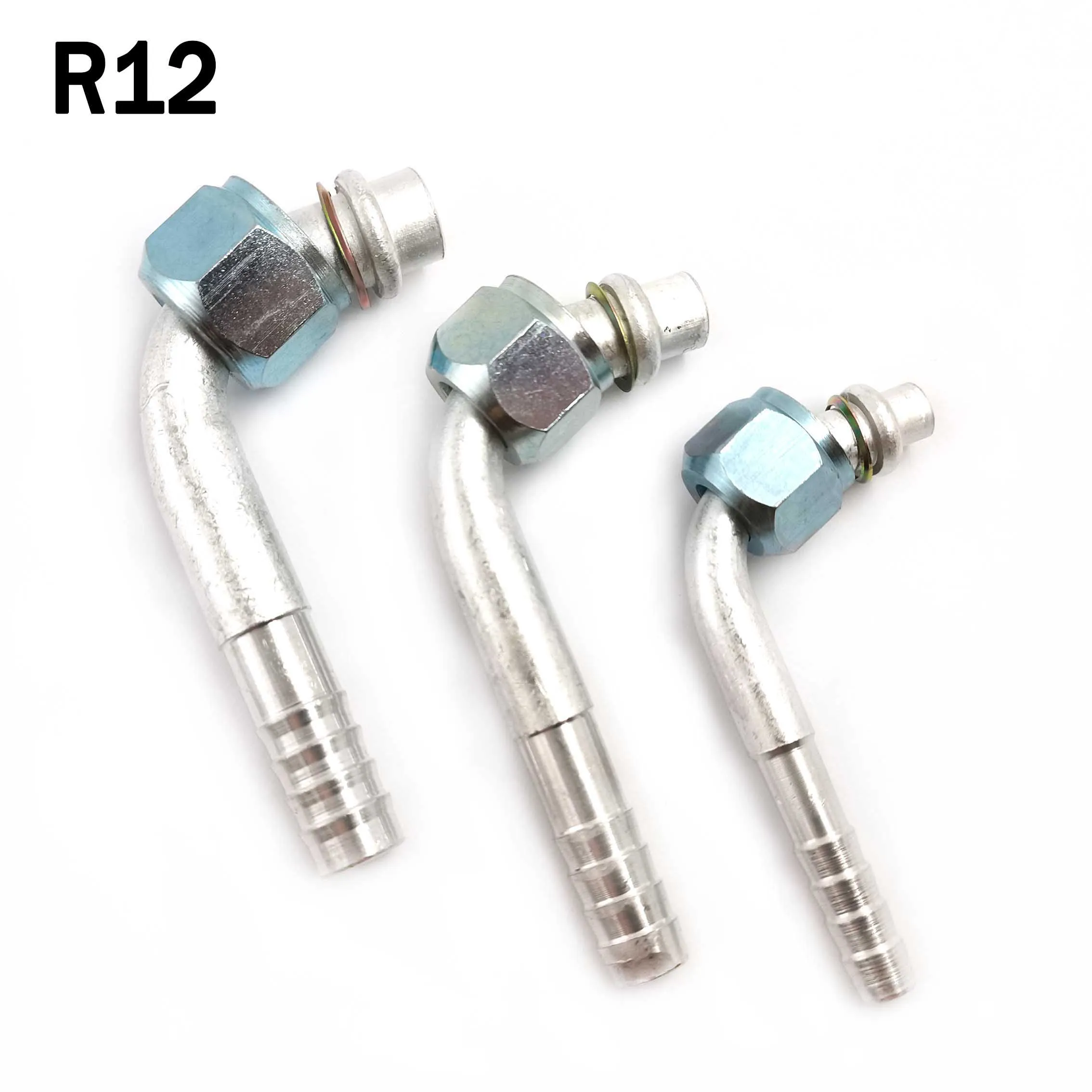 #6 #8 #10 Aluminum AC Barb Fitting Curved O-Ring Female Thread 5/8"-18 3/4"-16 7/8"-14 15pcs For A/C Air Conditioning Hose