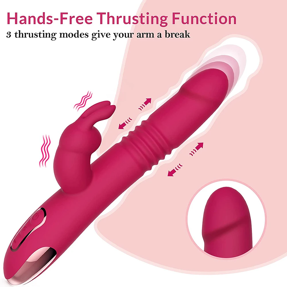 Telescopic Rabbit Vibrator Roller Ball Massage Vagina Clitoral Vibration Stimulation G Spot Masturbation Orgasm Couple Sex Toys image