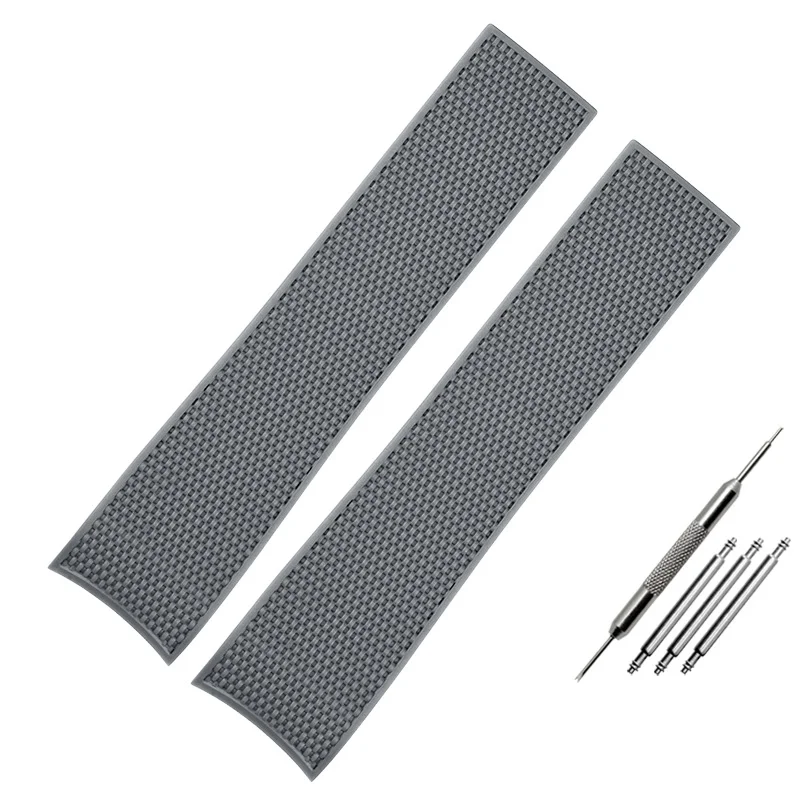 High Quality 21mm Silicone Rubber Watchband - Black, Blue, Green
