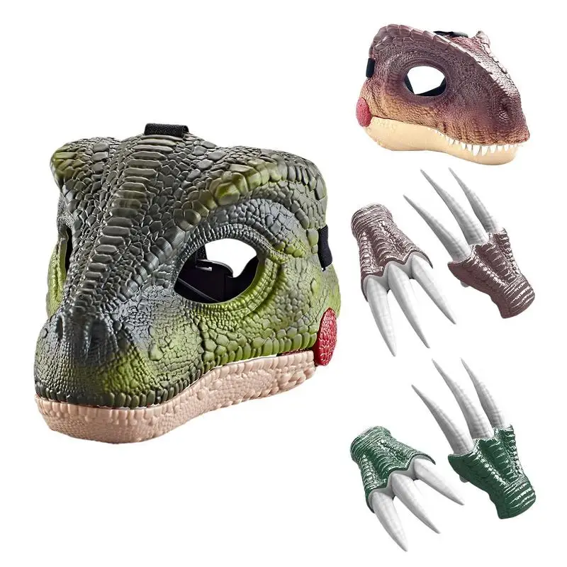 

Realistic Dinosaur Head Masque Halloween costume simulation toy Movie-Inspired Velociraptor mask with claws and sound effects