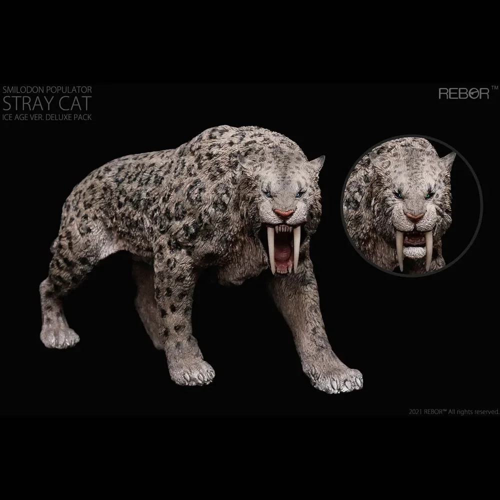 

Rebor Smilodon Populator Stray Cat Saber-toothed Tiger Classic Toy Animal Model Grey Color Ice Age Version Without Retail Box