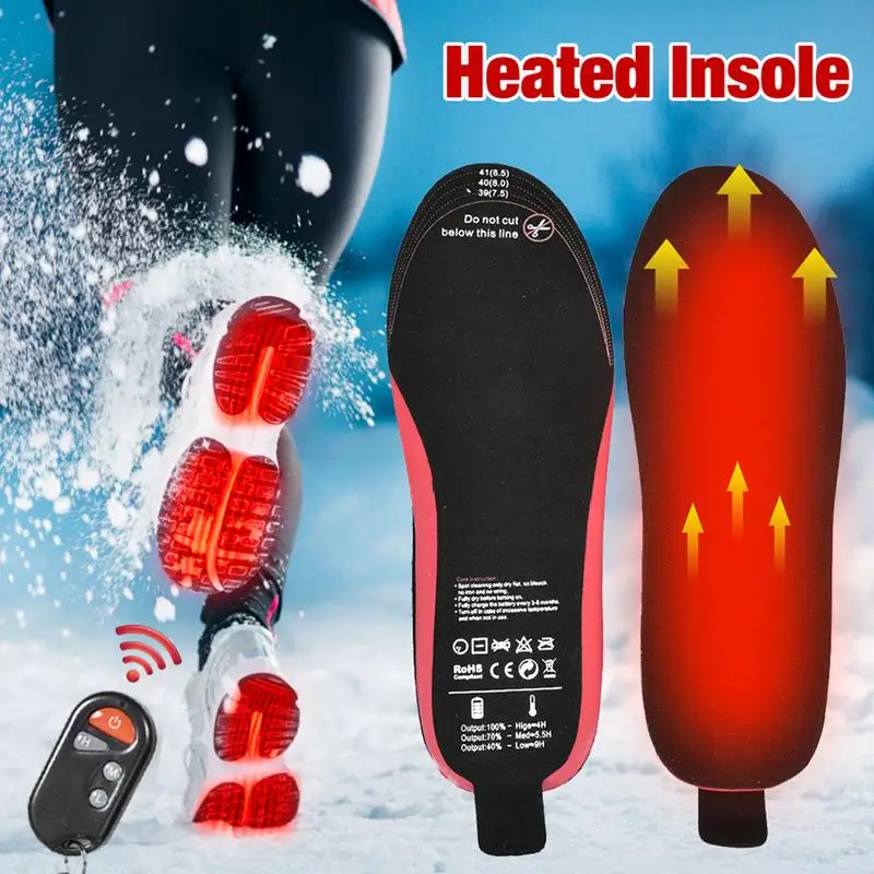 원격 제어 USB 충전식 조절 가능한 온도 신발 안창 야외 캠핑 낚시를위한 겨울 난방 깔창