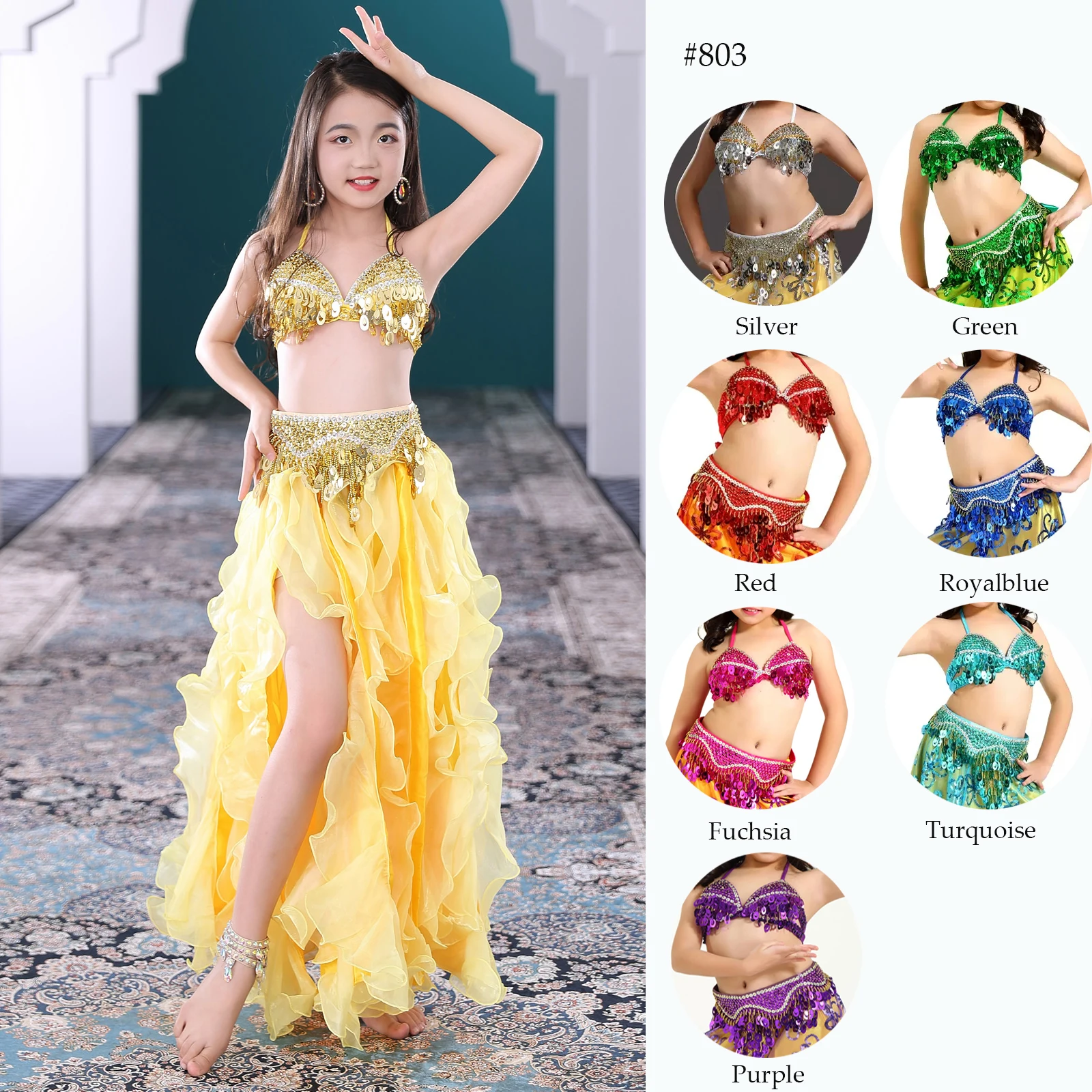 子供のためのダンスパフォーマンス衣装,ブラベルト,ベリーダンスの衣装