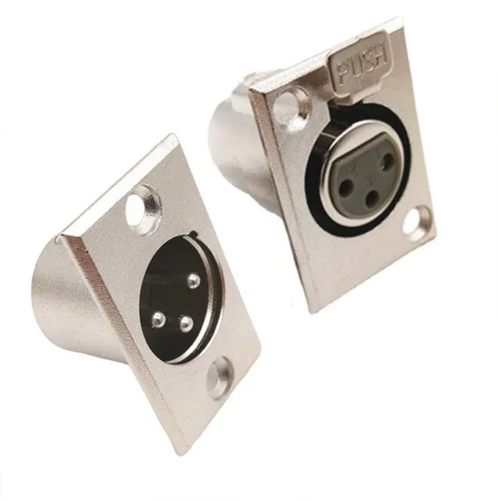 1-Piece 4-Pin XLR Male Panel Mount Connector – Silver Nickel MIC Plug For Audio Equipment