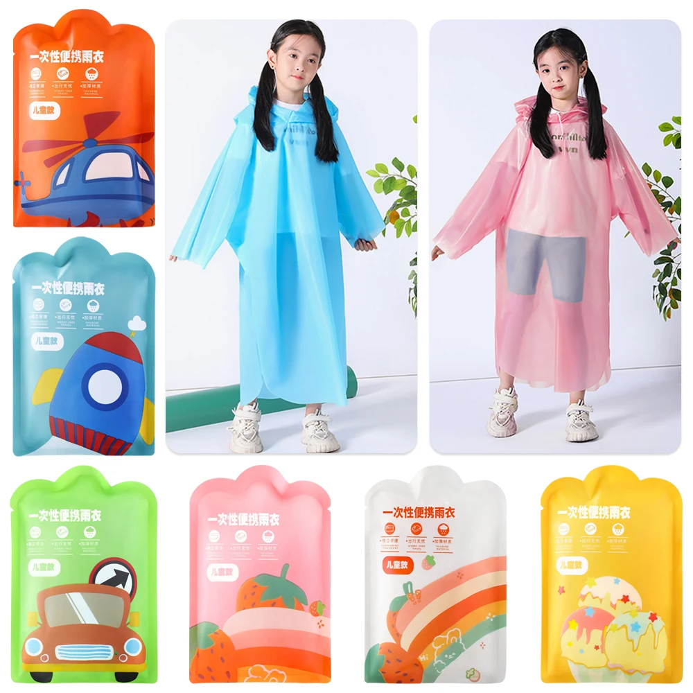 Vacuum Compression Kids Raincoat Card Packaging Waterproof Rain Coat Convenient Travel Reusable Poncho
