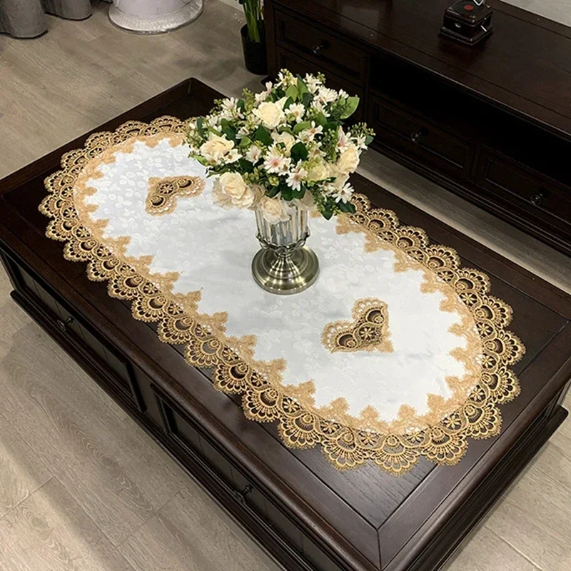 Table Cloth European Embroidered Dining Table Cover Lace TV Cabinet Runner table cloth