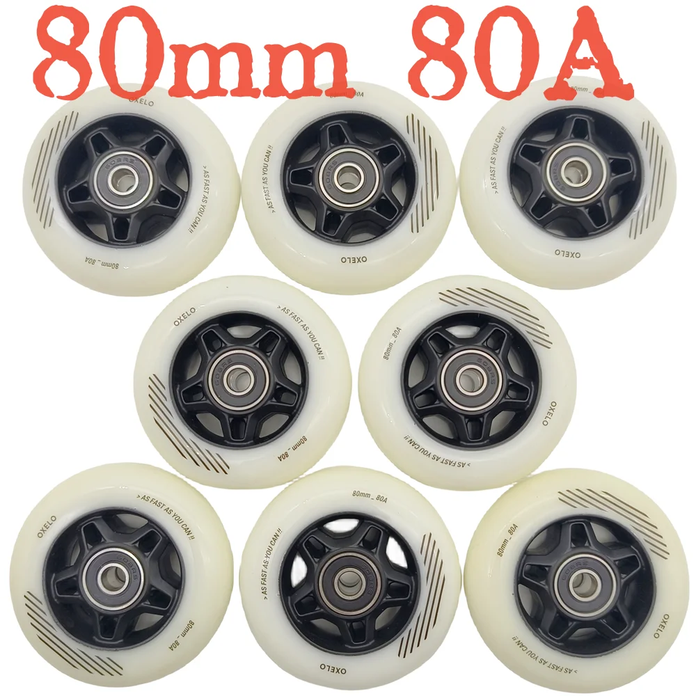 Inline skate wheel roller wheel 80mm 80x24 mm 80a bearing 608rs 8wheels/lot
