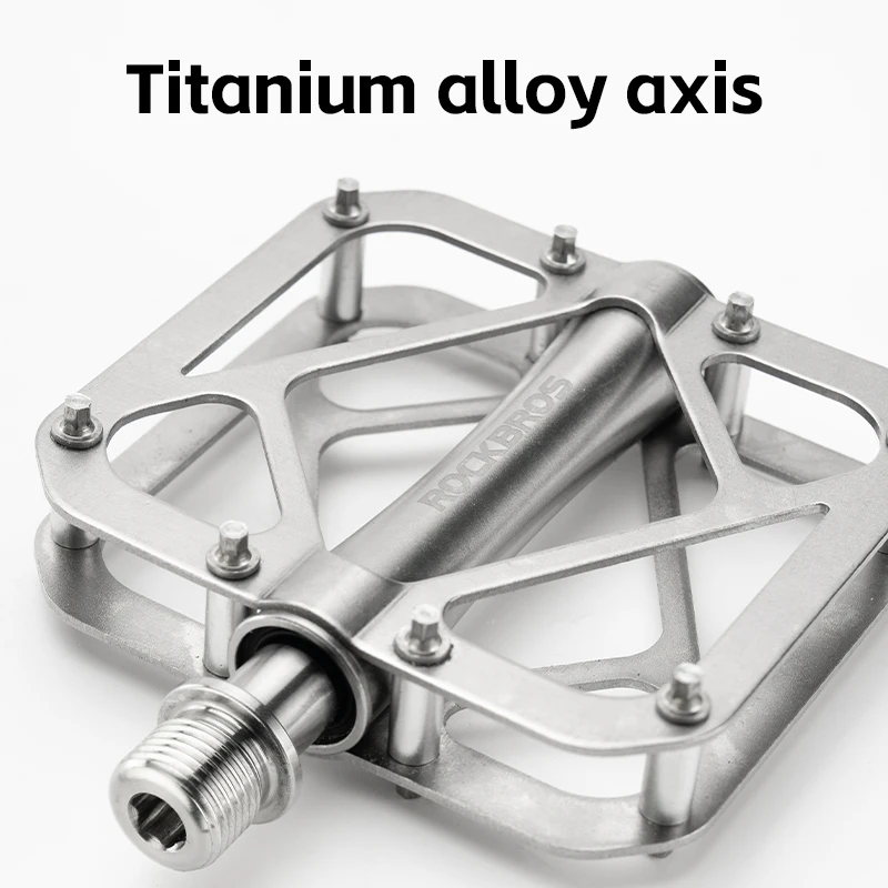 ROCKBROS Titanium Alloy Bike Pedals Ultralight Anti-slip Wide Pedal MTB Road Bike Stainless Steel Nails Cycling Accessories - Image 2