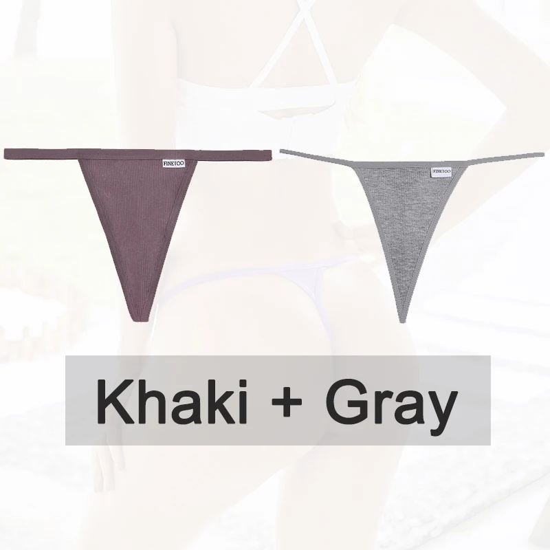 thumbnail image 1 of Bragas de algodón para mujer, ropa interior Sexy con parte trasera en T, bragas íntimas, 2 uds./Set, 1 of 5