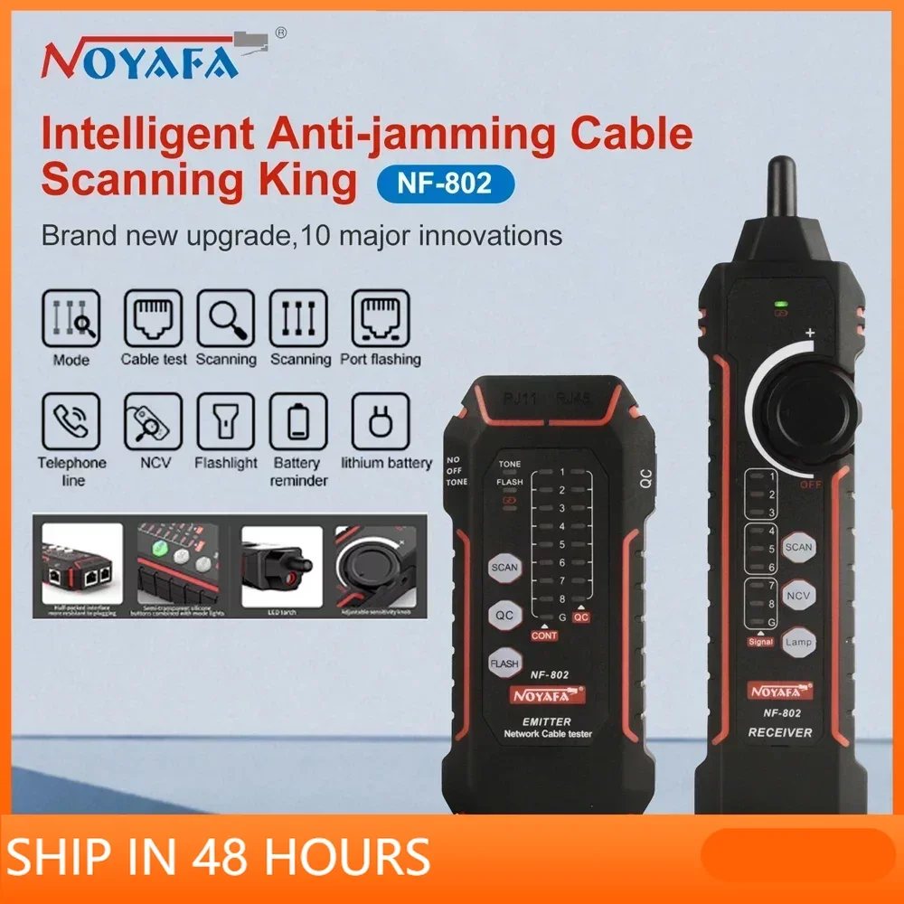

NOYAFA NF-802 Multi-function Cable Tester and Tracker RJ11 RJ45 Cat5 Cat6 LAN Ethernet Phone Wire Finder Poe Test
