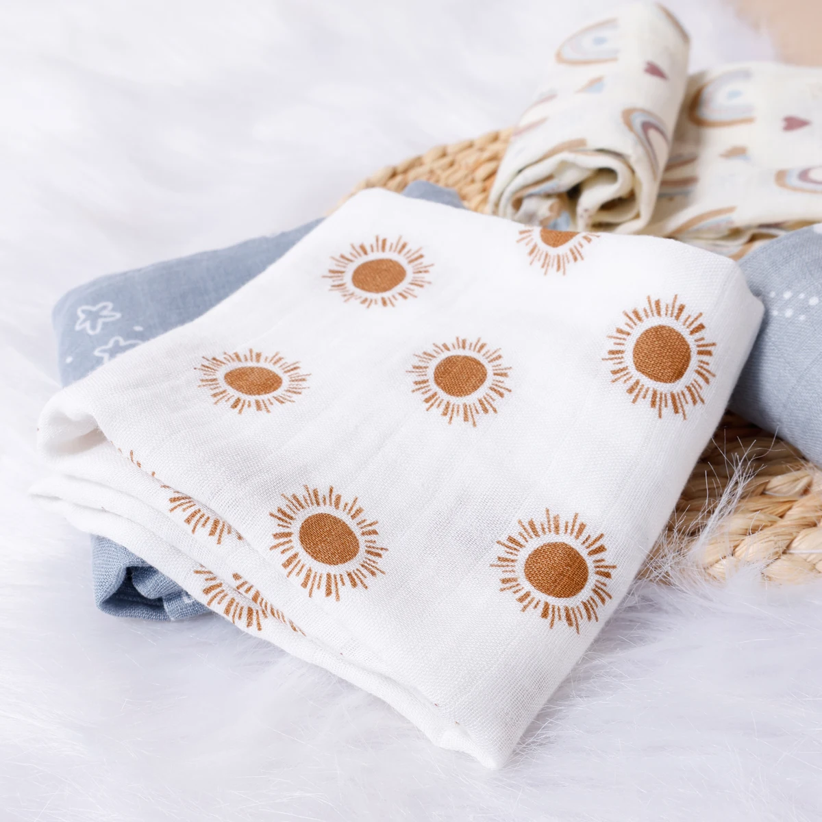 Description Picture 6 of itemKangobaby #My Soft Life# 5pcs Multifunctional Baby Muslin Bib Newborn Blanket Breathable Child Scarf 60x60cm