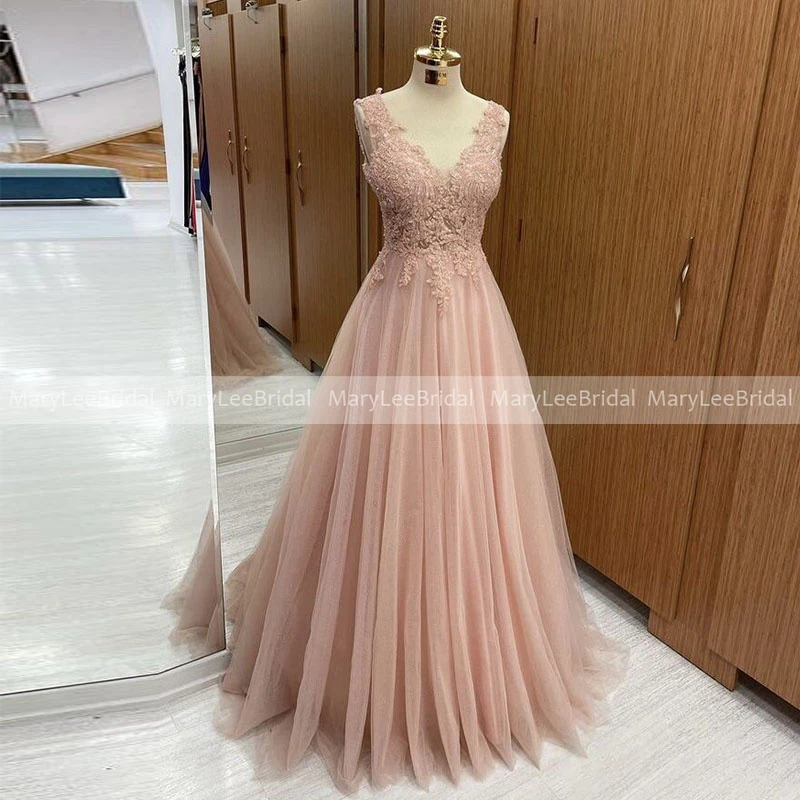Lace Peach Prom Dresses 2022