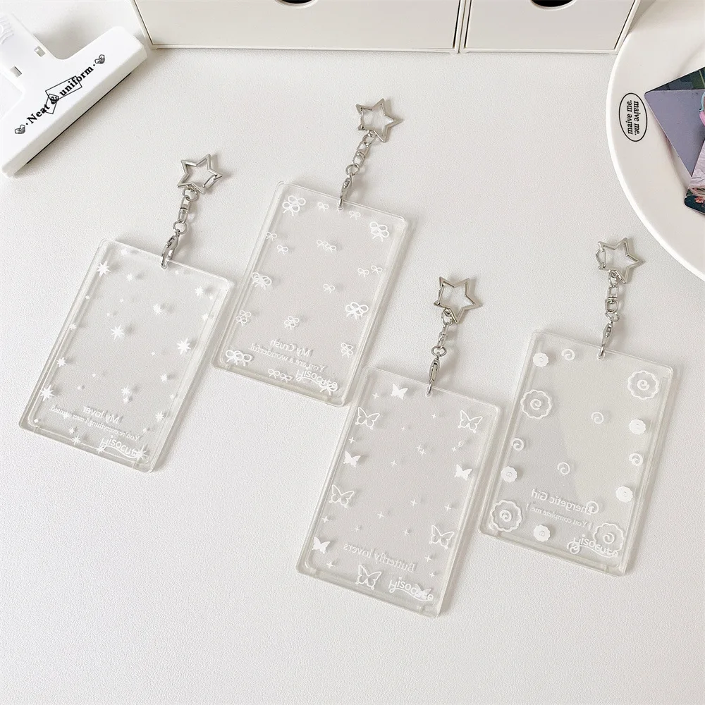 Transparent butterfly three inch hard card cover student meal card bus card pendant card package star card brick 4