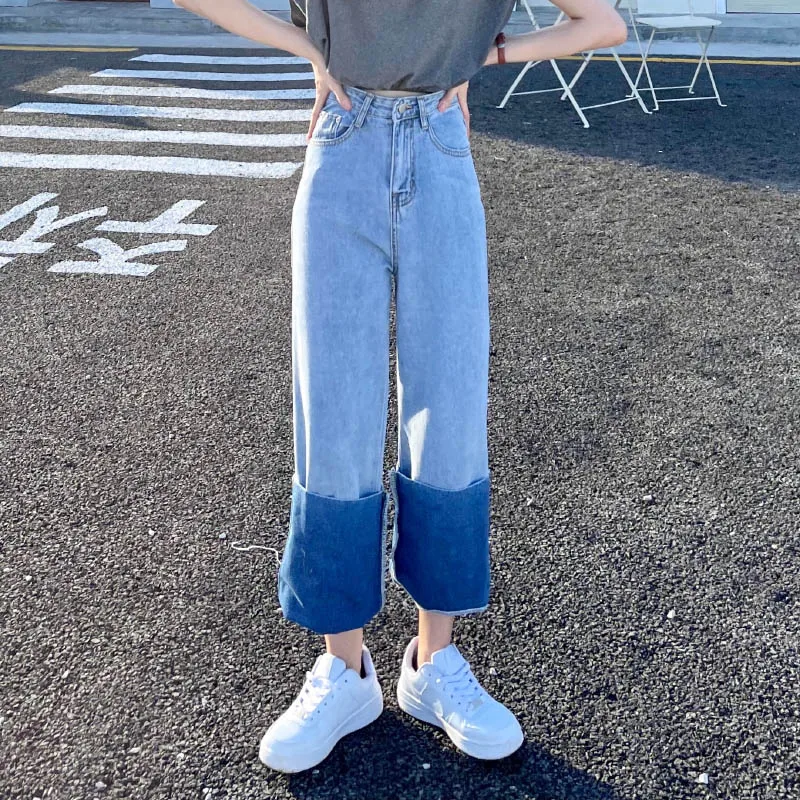 jeans women JMPRS Patchwork Women Streetwear Jeans Fashion Blue Summer Loose High Waist Straight Thin Denim Pants High Street Stacked Jeans cargo pants for women