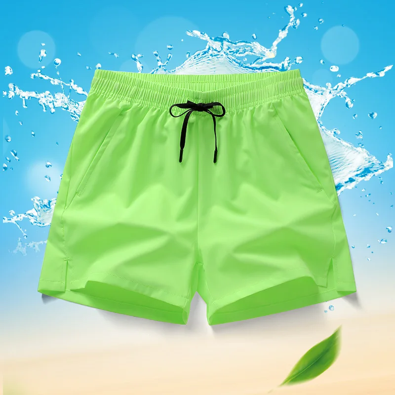 Summer New Solid Color Fashion Elastic Waist Shorts Man High Street Casual Pocket Patchwork Drawstring Breathable Sweat Pants