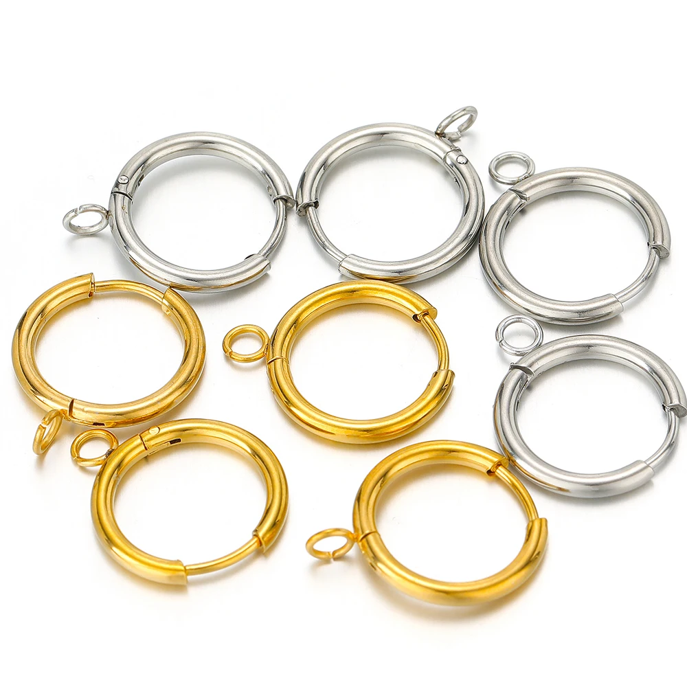 10 Stück Edelstahl vergoldet Huggie Ohrringe Haken mit Schleife Ohrpfosten Biegering für DIY Schmuckherstellung