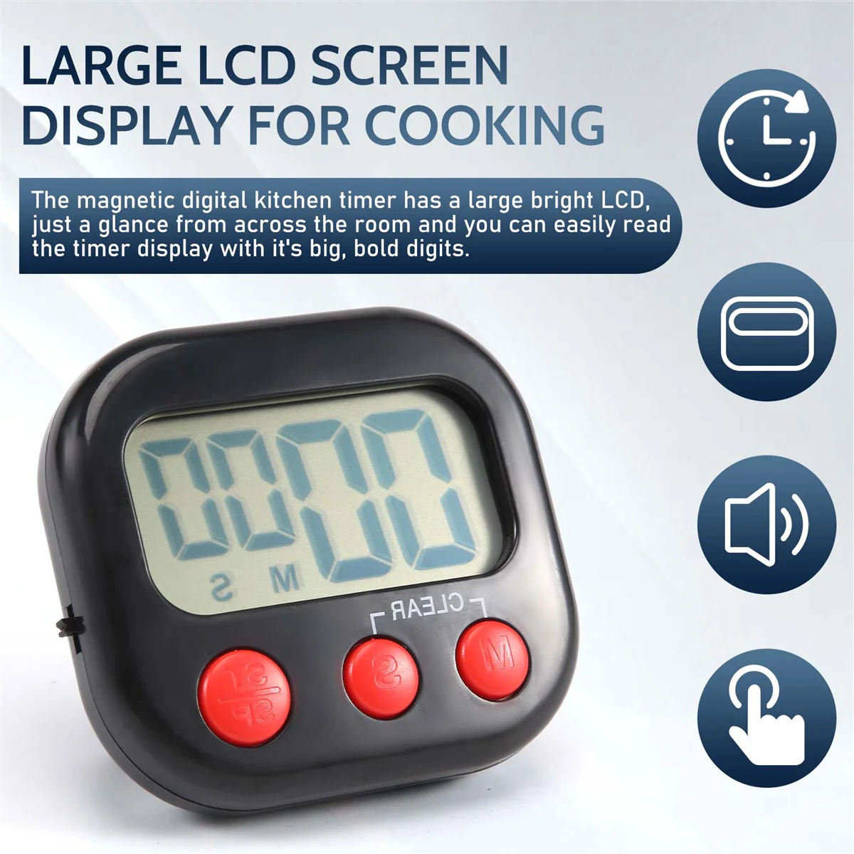 Newest Kitchen Timer, Digital Visual Timer Magnetic Clock Stopwatch Countdown Timer, Large LCD Screen Display for Cooking