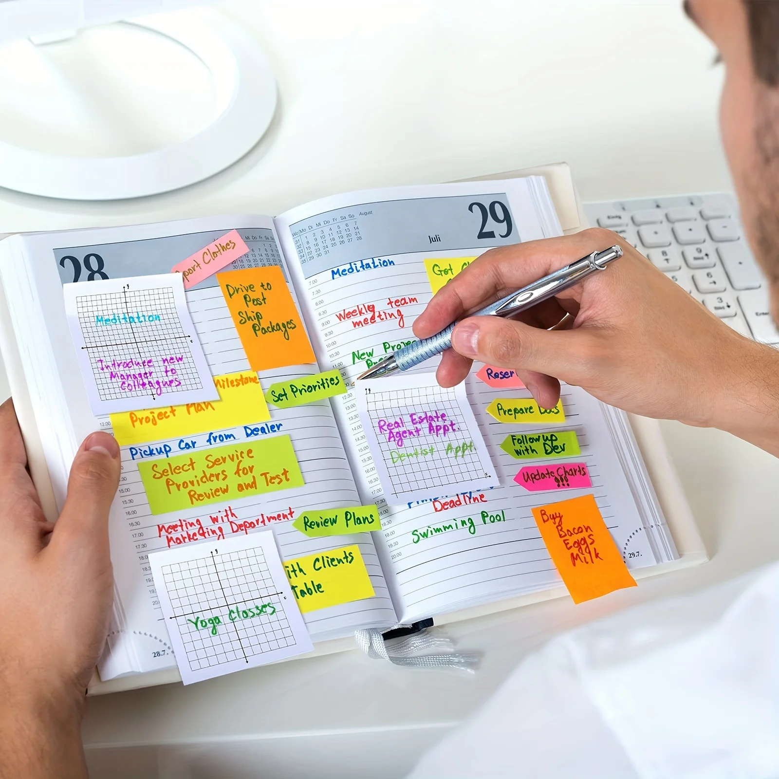 Chart Paper Sticky Memo Pads - Pack of 6 or 12, 150/300 Sheets - Mini Grid for Office and School Use