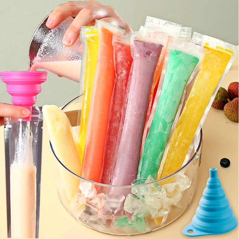 

20/60x Disposable Ice Popsicle Mold Bags Bpa Free Freezer Tube with Zip Seals Yogurt Ice Cream Sticks Juice Fruit Smoothies Bag