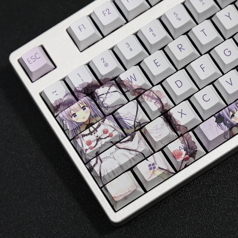 Teclas Azur Lane Hms Unicórnio Keycap Pbt Lados Tintura Subbed Keycaps dos Desenhos Animados Anime Gaming Key Caps para Ansi 61 87 104 108 Layout 108 - Imagem 4