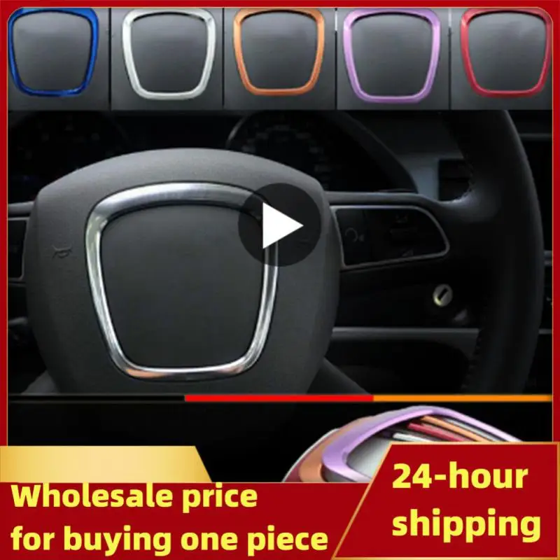 

Car Steering Wheel Center Logo Frame Emblem Trim Decor Ring Decal For A3 8P S3 A4 B6 B7 B8 A5 A6 C6 Q7 Q5 Metal 3D