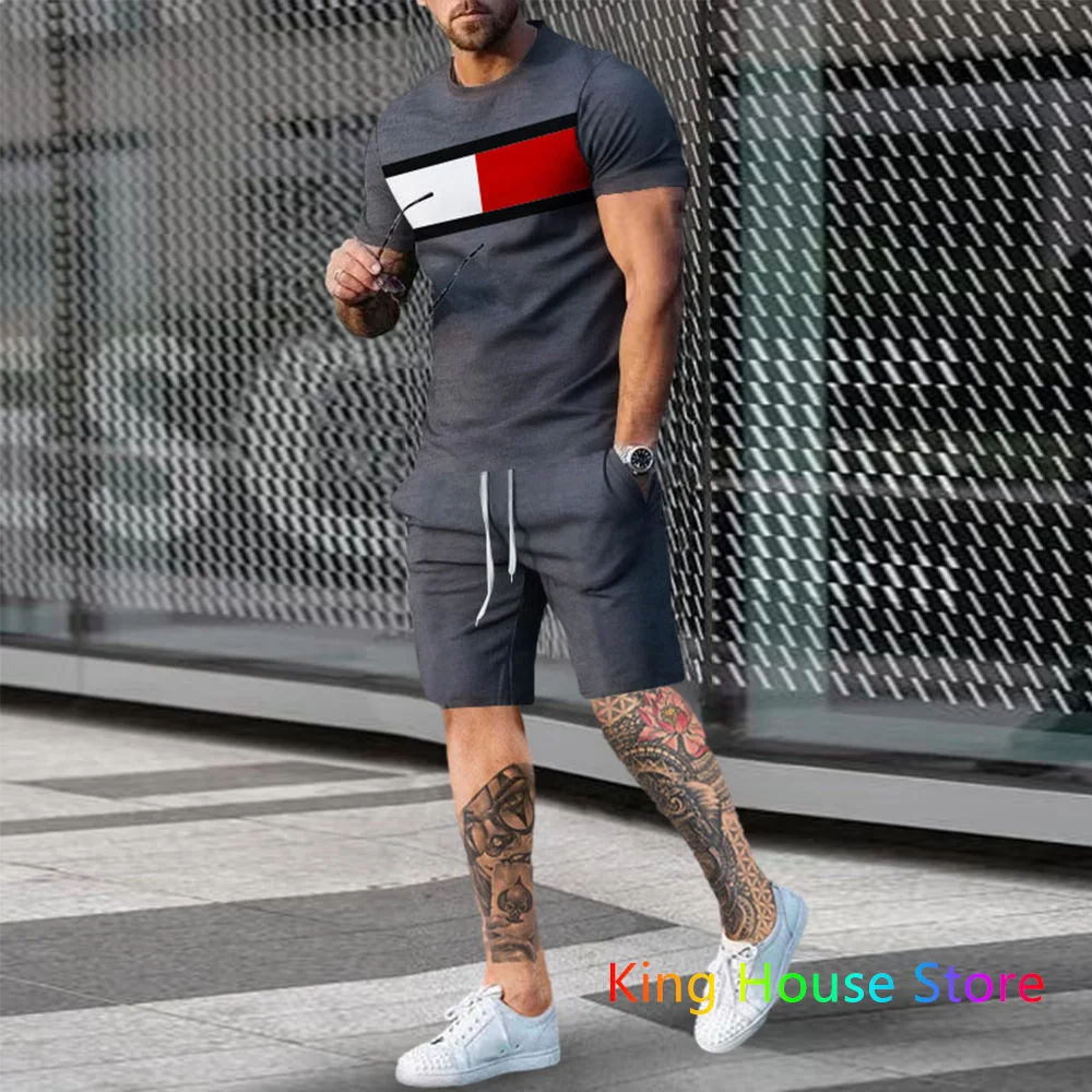 Fashion Tracksuit For Men TShirt Two Piece 3D Print Casual Sport Suit Oversized Street Clothing Jogger Male Track Suit Outfit