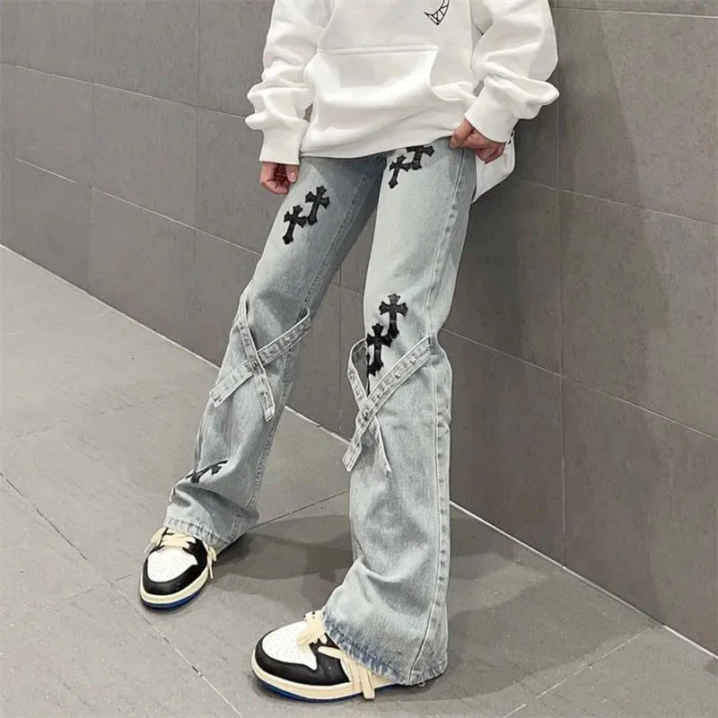 

Y2K Streetwear Hip Hop Vintage Boyfriend Distressed Baggy Jeans For Teenage Girls Trousers Women Denim Wide-legged Pants Bottoms