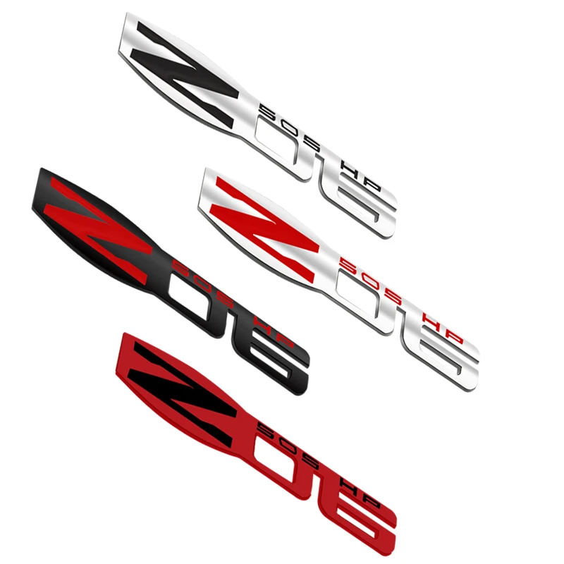Emblemi 3D Adesivi Per Auto - Badge 505 Hp In Plastica ABS Rosso/Nero - 2 Pezzi Per Parafango O Targa - Compatibili Con Modelli Z06 - Facili Da Applicare