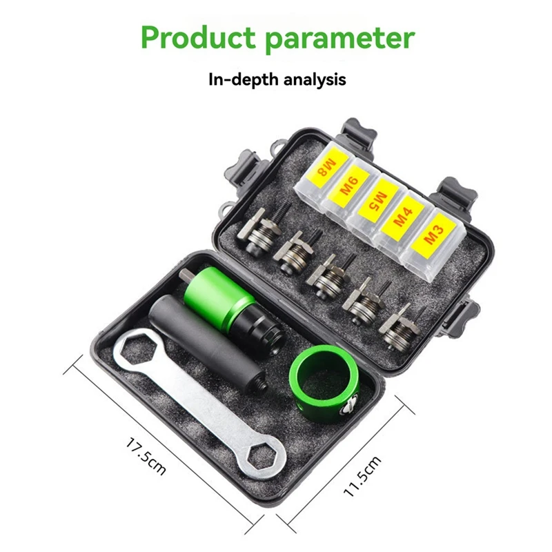 B97A-Electric Aerodynamic Rivet Tool Kit Rivet Nut Tool Kit With Drill Bit Adapter Nut Pull Riveting