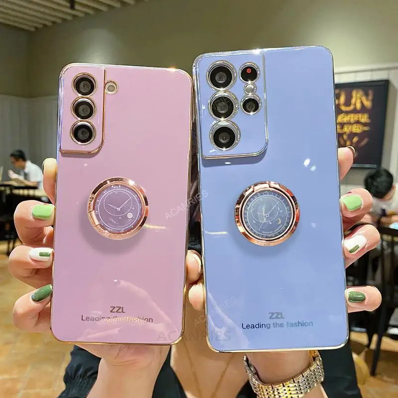 Квадратный чехол с гальваническим покрытием для Samsung Galaxy S22 Ultra S21 S23 Plus S20 Fe