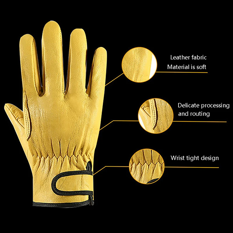 Work Gloves Sheepskin Leather Workers Work Welding Safety Protection Gloves Driving Grinding Welding Multipurpose Working Gloves