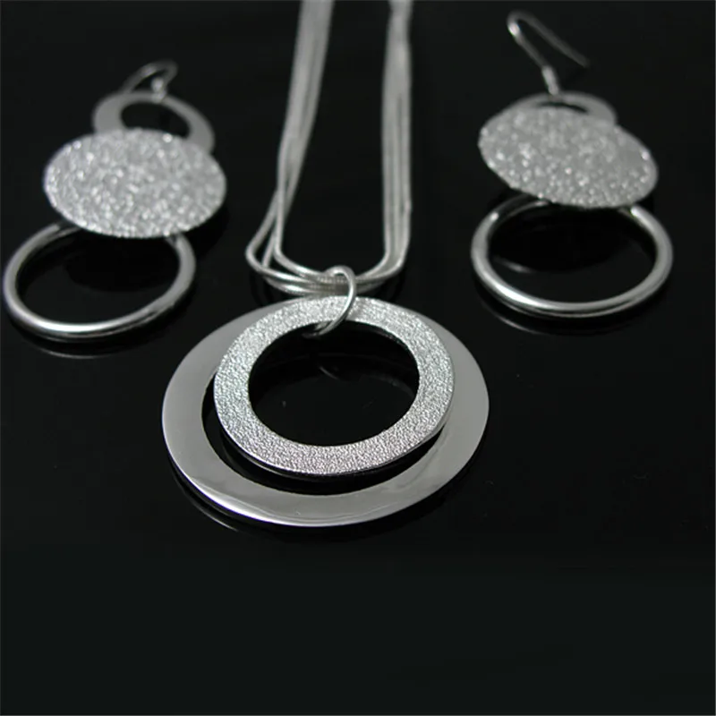 925 Sterling Silver round earring necklace Jewelry set for Women Fashion wedding party Charm Holiday gift jewelry set,silver jewelry,silver jewelry set