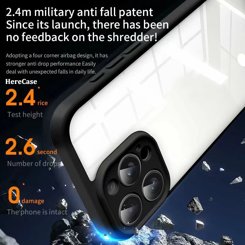 Matte Acrylic Clear Hard Cover Armor Shockproof Case