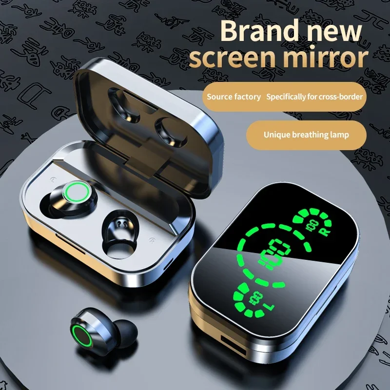 Long Battery Life Earphones Bluetooth Wireless Headphones YD03 Mirror Storage Box Handfree Blutooth Handsfree Earphone Phone 2