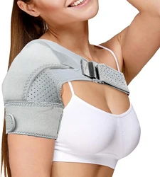 Premium Shoulder Brace | Support & Compression Sleeve Wrap for Stability and Recovery (Light Grey)