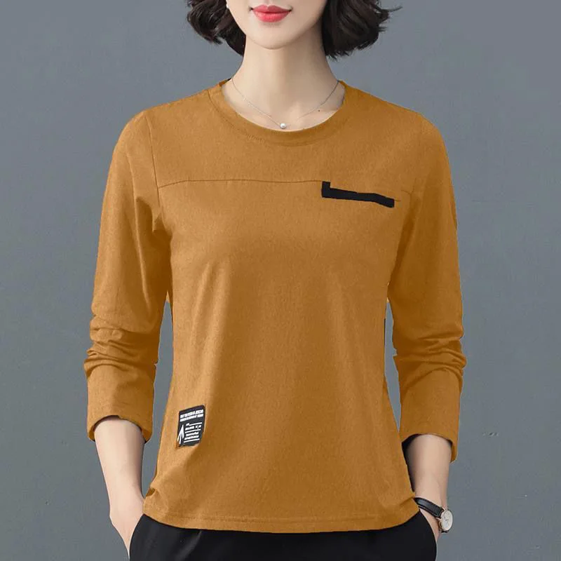 

Fashion O-Neck Spliced Loose Asymmetrical T-Shirt Women's Clothing 2023 Autumn New Oversized Casual Pullovers Commute Tee Shirt