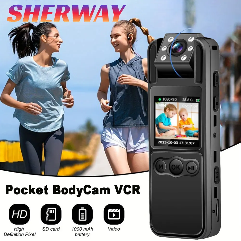 Caméra Corporelle 4K avec Wi-Fi, Vision Nocturne, Clip Rotatif 360°