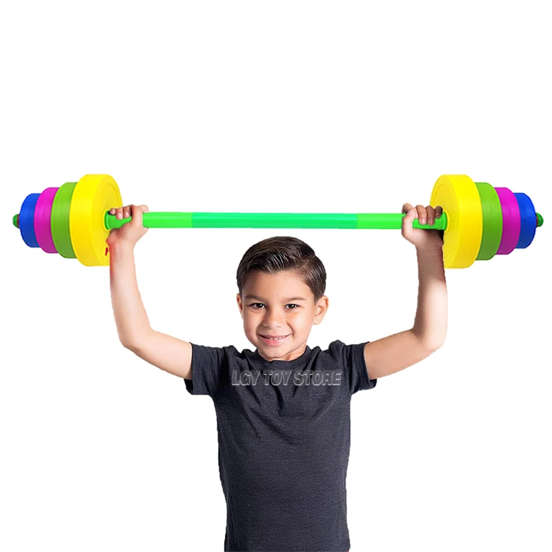 Set Of 2 Adjustable Kids Dumbbell Toys For Boys And Girls, Small Plastic Hand Weights, Barbell Toys For Children